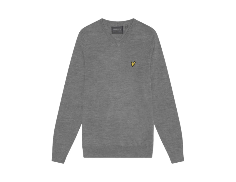 Lyle & Scott Mens V Neck Golf Jumper (Mid Grey Marl) - LS298