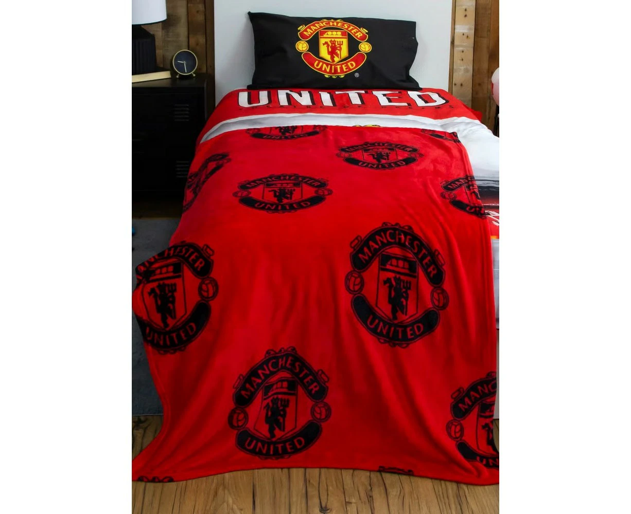 Manchester United FC Classic Rotary Fleece Blanket (Red/Black) - AG3601