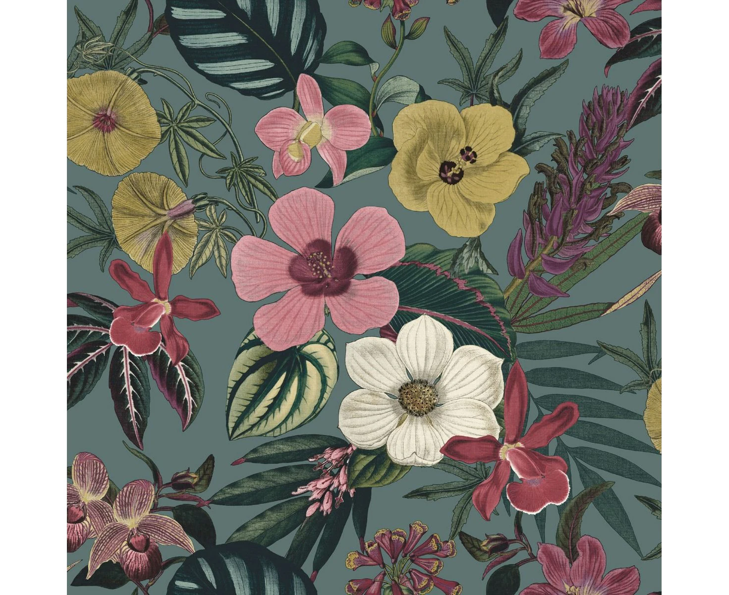 Rasch Priya Floral Wallpaper (Multicoloured/Petrol) - AG3588