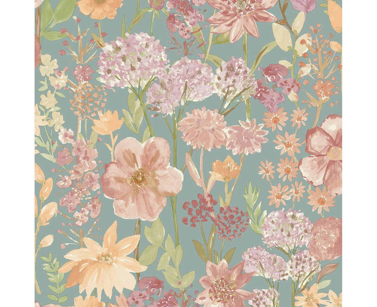 Grandeco Wild Flowers Wallpaper (Pink/Blue) - AG3587