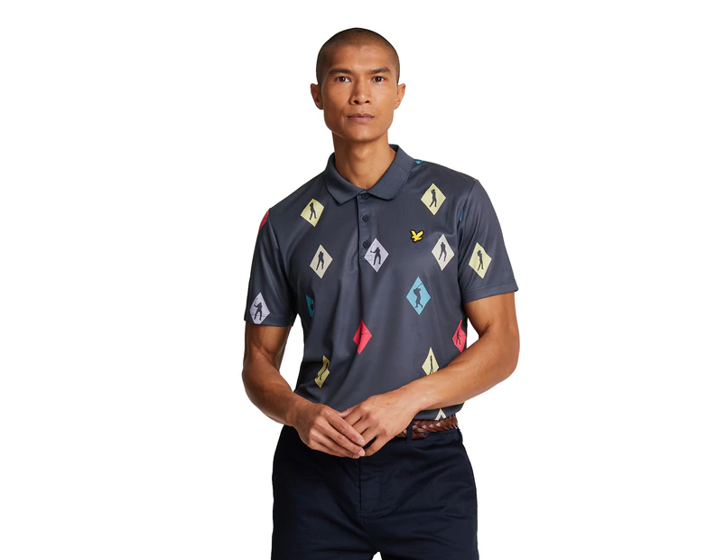 Lyle & Scott Mens Diamond Polo Shirt (Dark Navy) - LS431