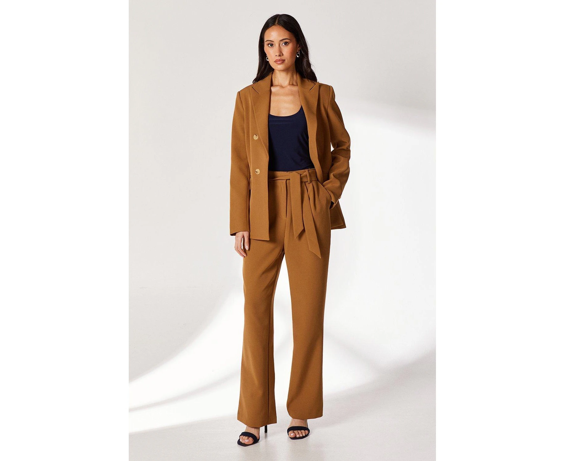 Principles Womens Belt Wide Leg Trousers (Camel) - DH7100