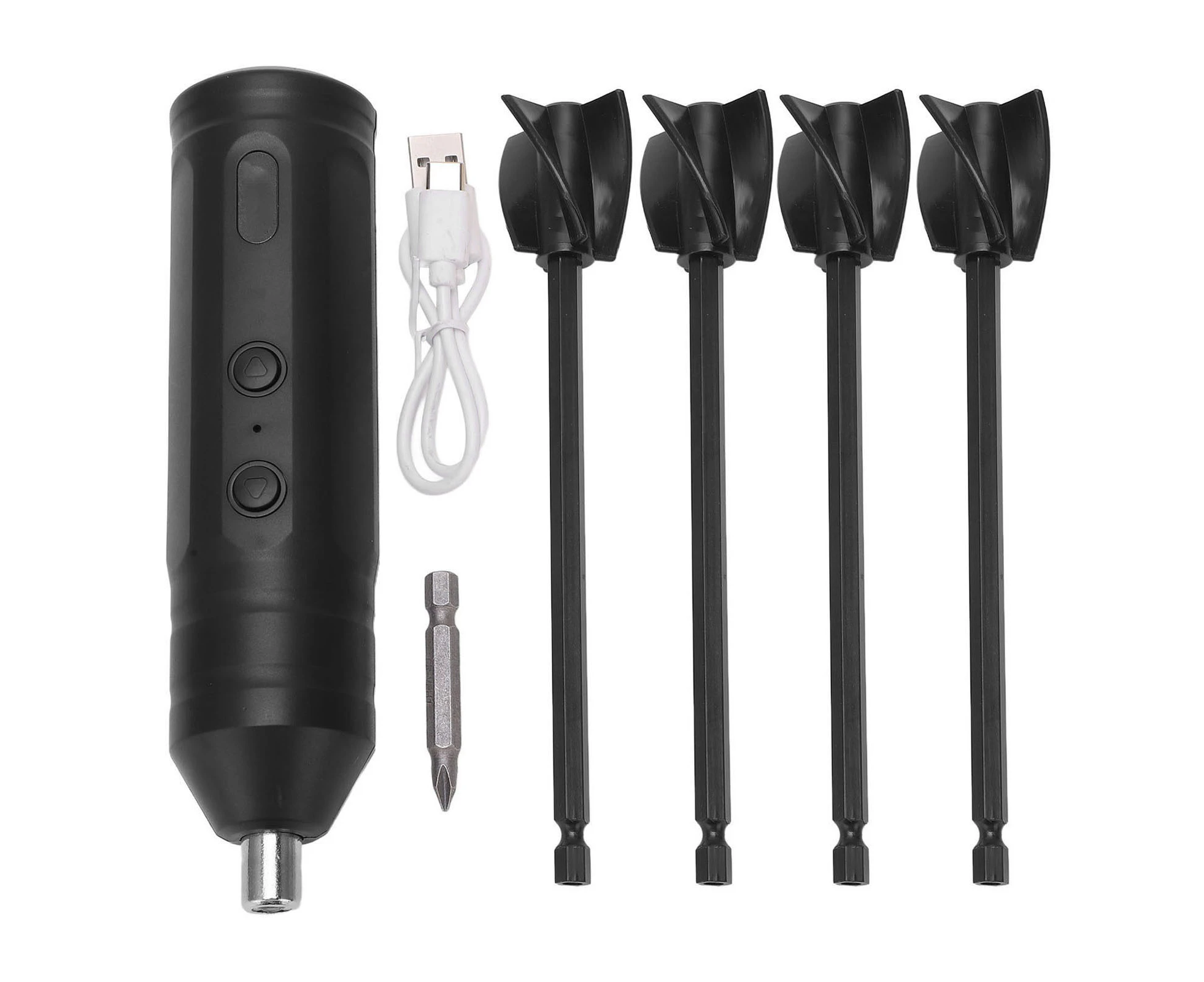 Epoxy Resin Mixer Rechargeable Powerful Slow Motor Handheld Electric Resin Stirrer with 4PCS Replacement Rod Black