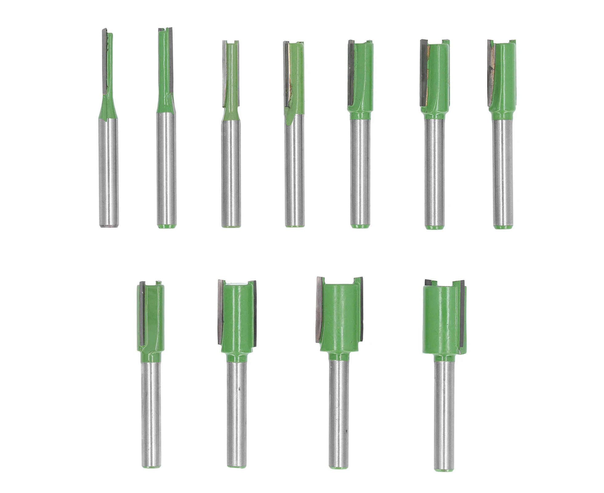 11PCS 6mm Shank Router Bits Tungsten Steel Alloy Single Double Flute Straight Bit for Trimming Carving