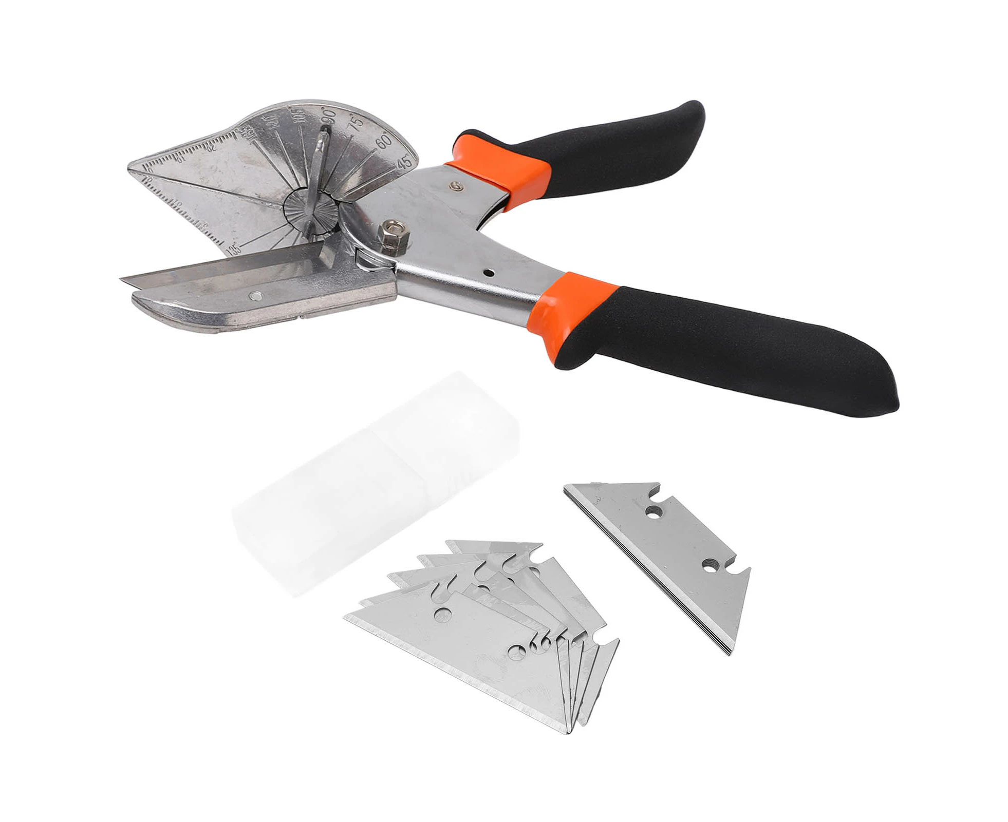 Angle Miter Shear with 10Pcs Blades Metal Adjustable Bevel Scissors Angular Cutting Tool