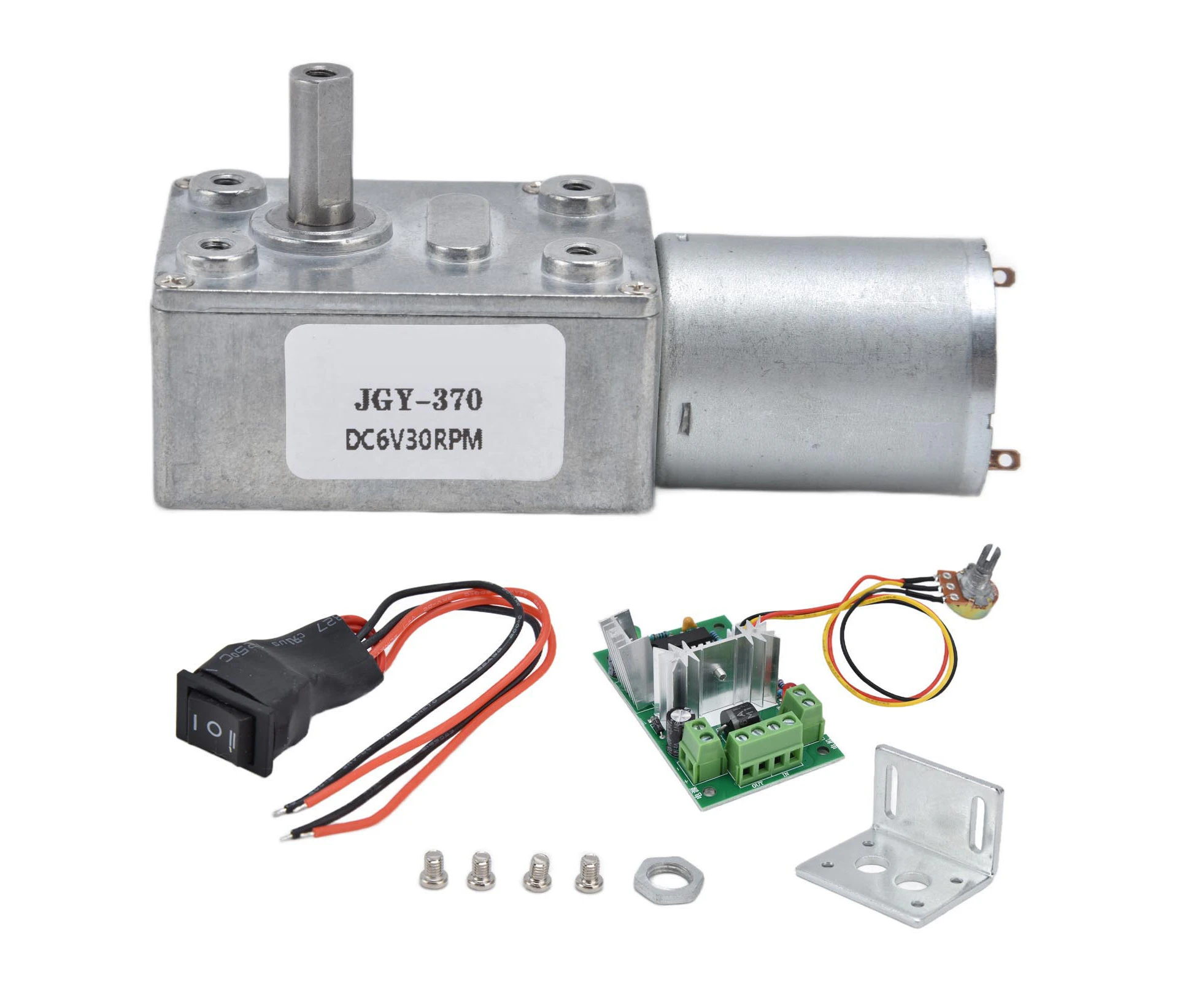 6V Geared Motor DC Turbo Worm Mini Speed Reduction Electric Motors with Governor JGY3706V30RPM