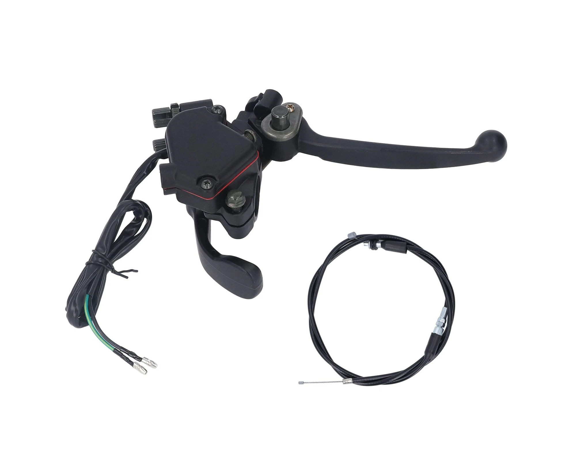 22mm/0.87in Dual Brake Lever Assembly with Thumb Throttle Accelerator Cable for 50cc 90cc 150cc 250cc ATV