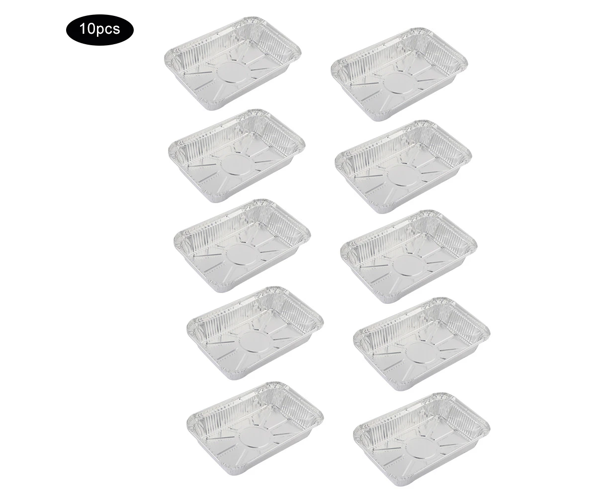 10 pcs Food Grade Disposable Aluminum Foli Takeout Pan Lunch Box BBQ Tin Tray