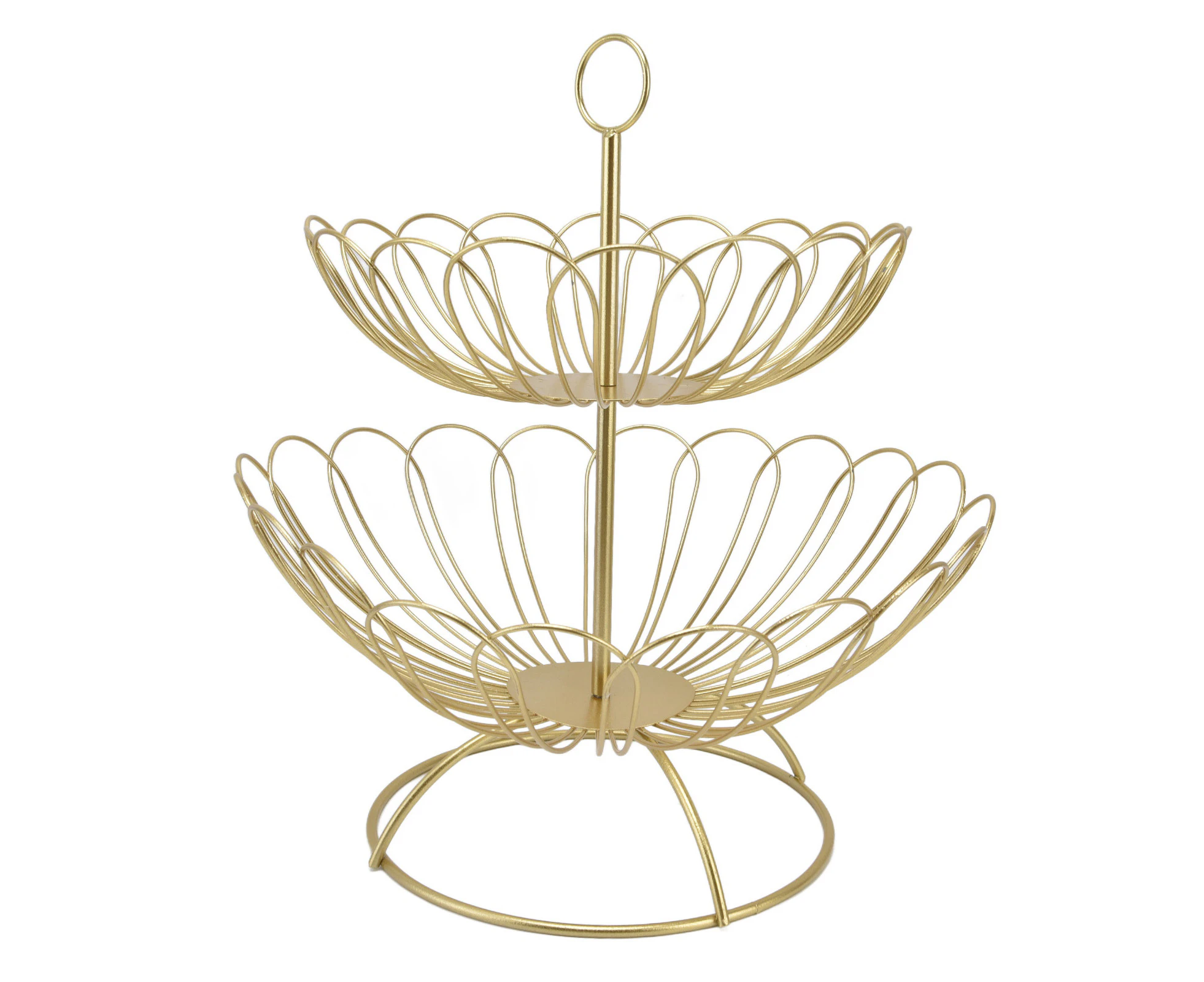 2 Tier Fruit Bowl Modern Nordic Design Geometric Detachable Gold Fruit Basket for Home Decoration