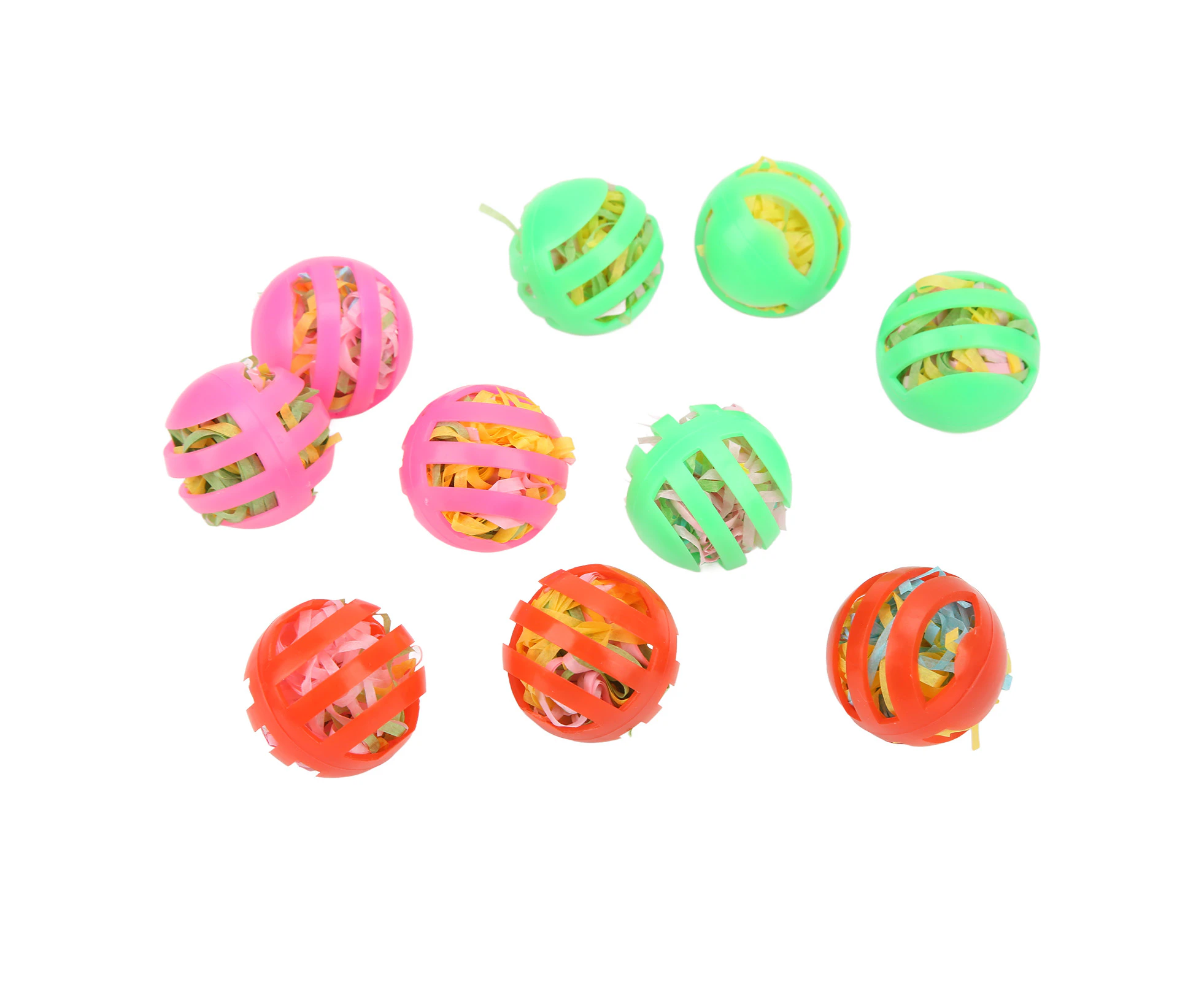 10pcs Bird Ball Toy Colorful Hollow Stuffed Parrots Foraging Balls with Bell for Budgie Cockatiel