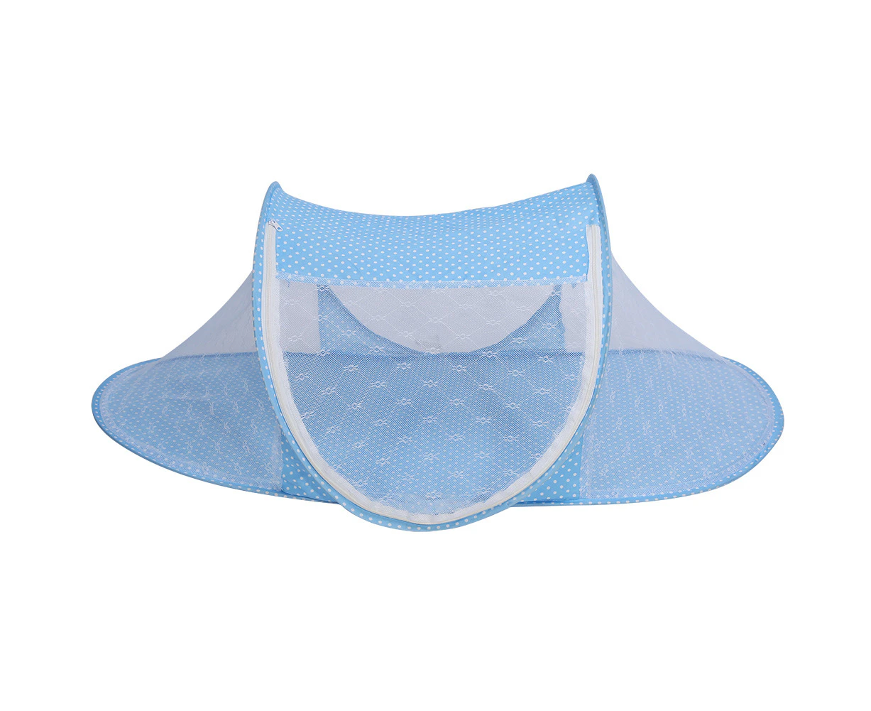 Baby Infant Toddler Foldable Crib Bed Cot Portable Travel Netting Canopy Mosquito Net Tent Blue