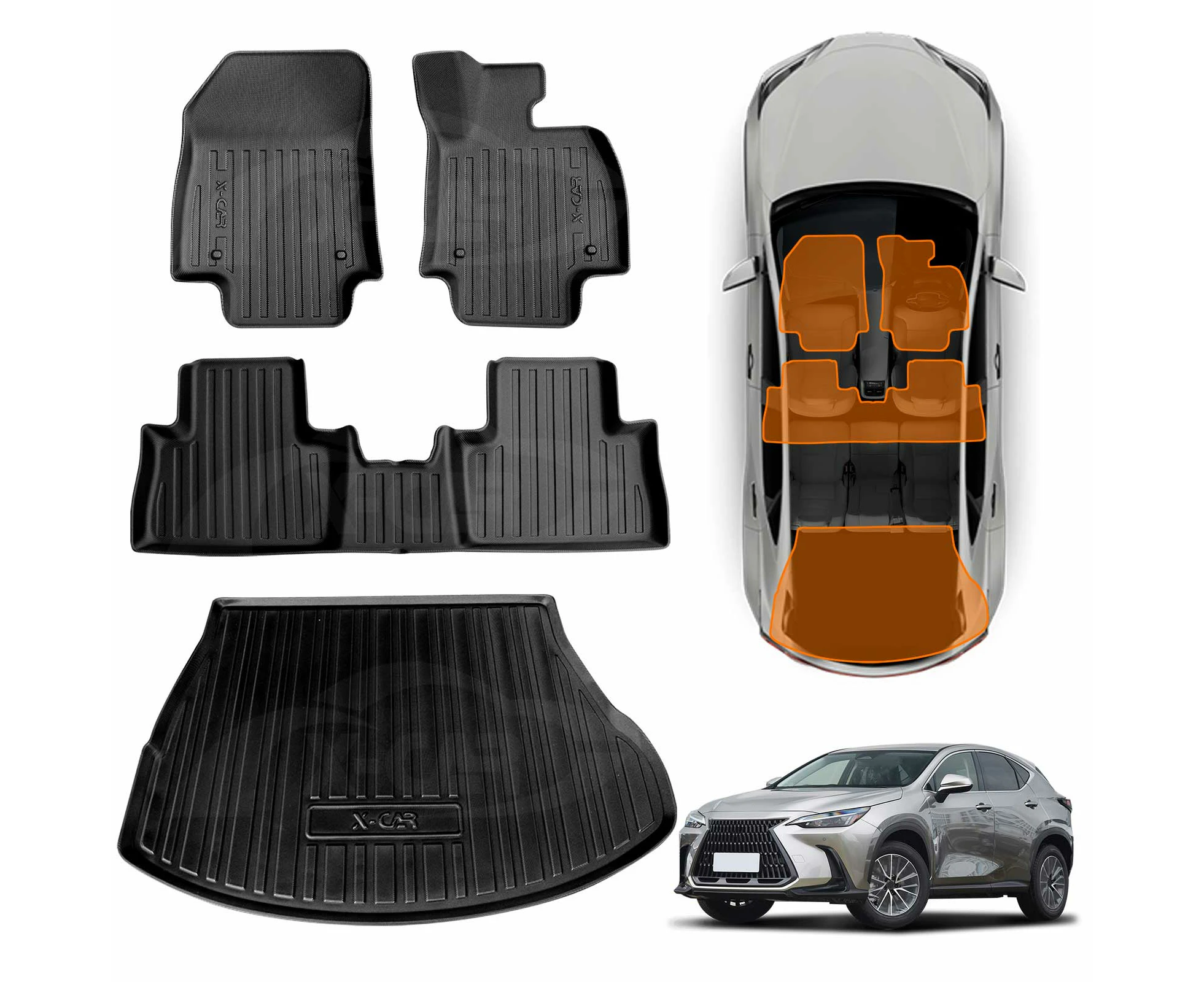 Boot Liner Cargo Floor Mats Carpet for Lexus NX250 NX350 NX350h NX450h 2022-2025 Heavy Duty Car Mats Cover