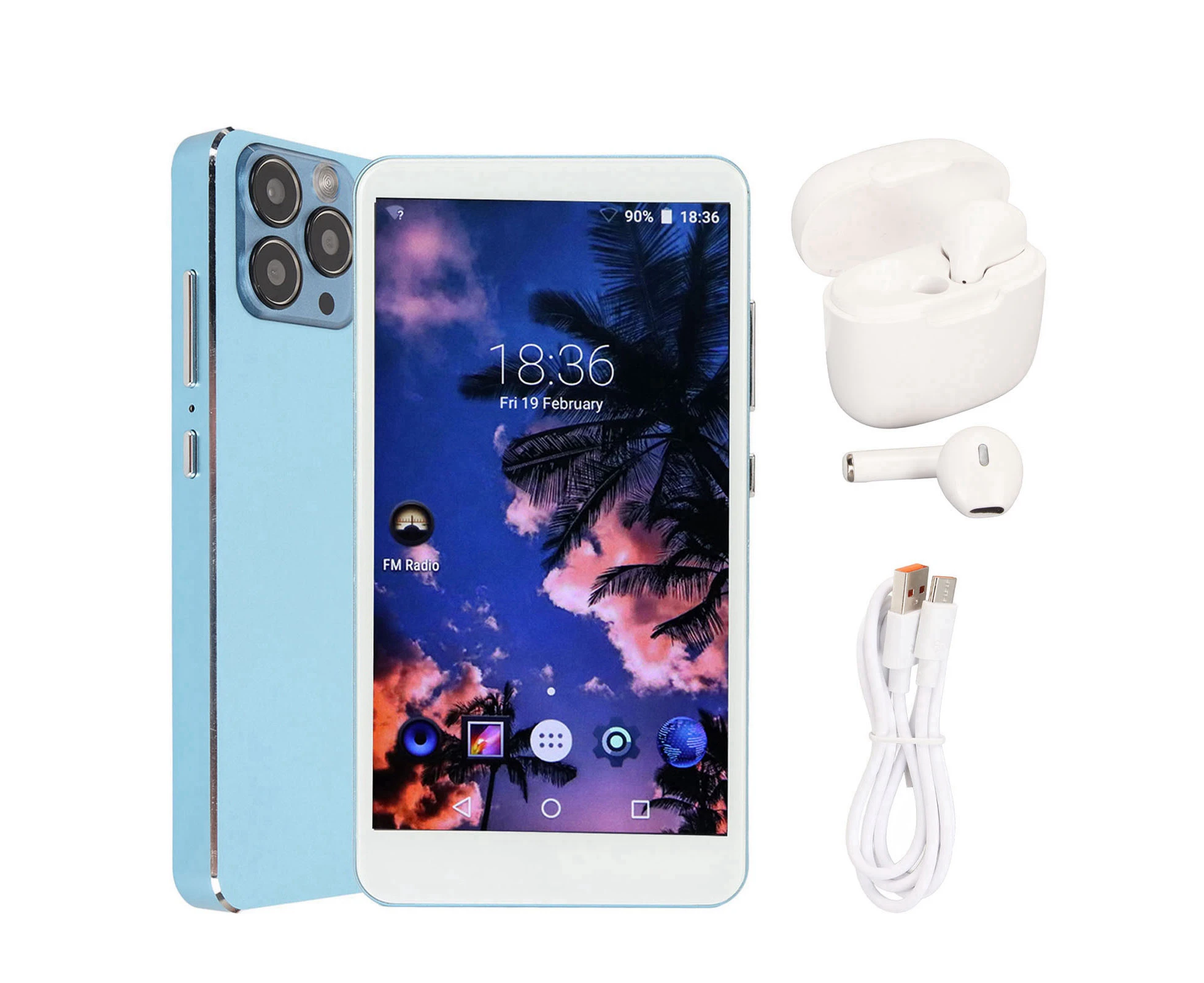 MP4 Player with Bluetooth and WiFi HiFi Sound 5.0inch Full Touch Screen Portable MP4 Player with Bluetooth Earbuds Blue