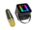 Mini Karaoke Machine Set RGB Pickup Light Digital Processing Chip Handheld Portable Bluetooth Speaker with Microphone Black