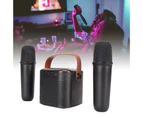 Mini Karaoke Machine Stereo Portable RGB Light Bluetooth Speaker with 2 Wireless Microphone for Home Party Black