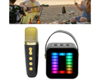 Mini Karaoke Machine Set RGB Pickup Light Digital Processing Chip Handheld Portable Bluetooth Speaker with Microphone Black