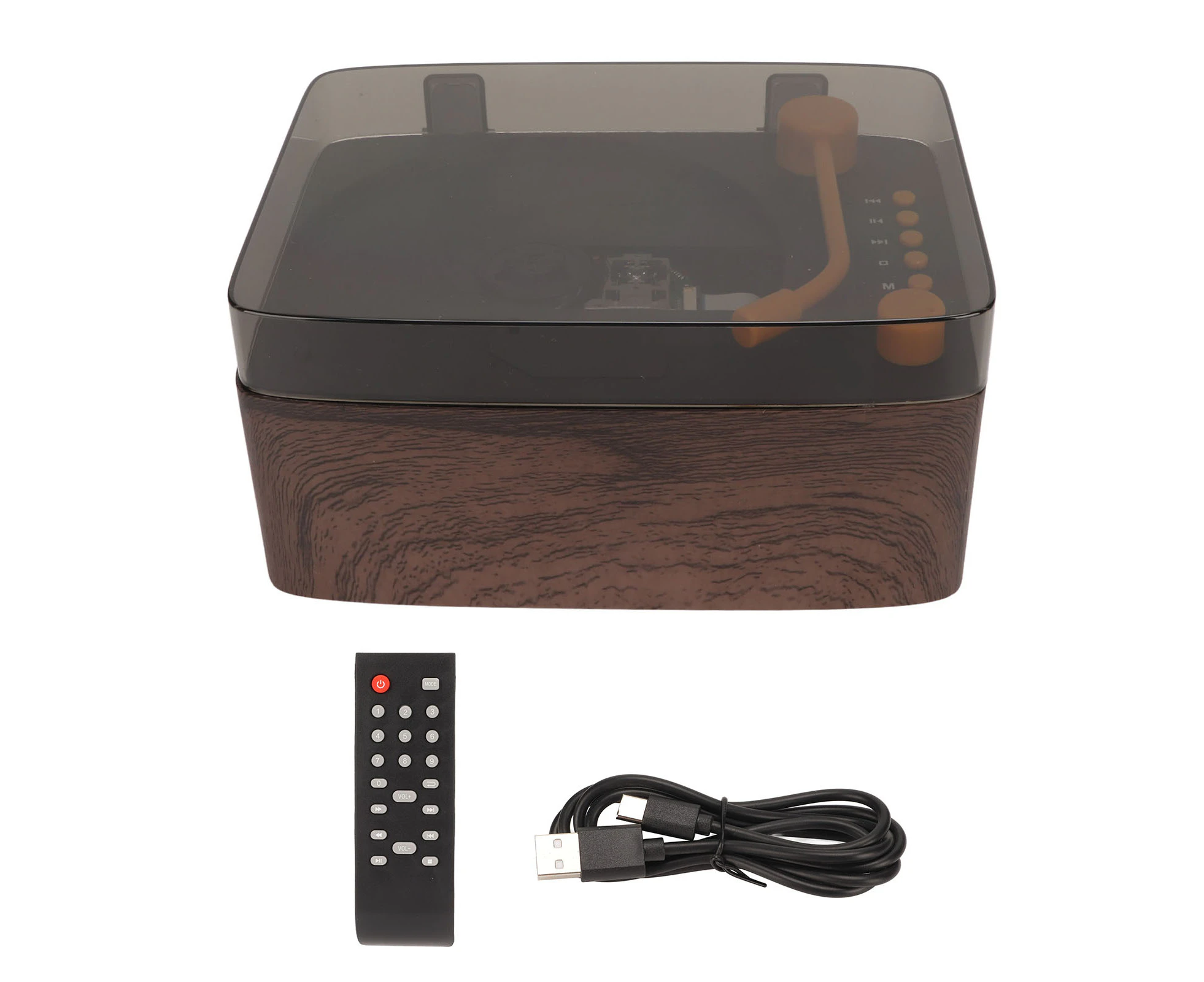 Bluetooth CD Player HiFi Stereo Portable CD Music Player with Remote Control Dust Cover Wood Grain Color