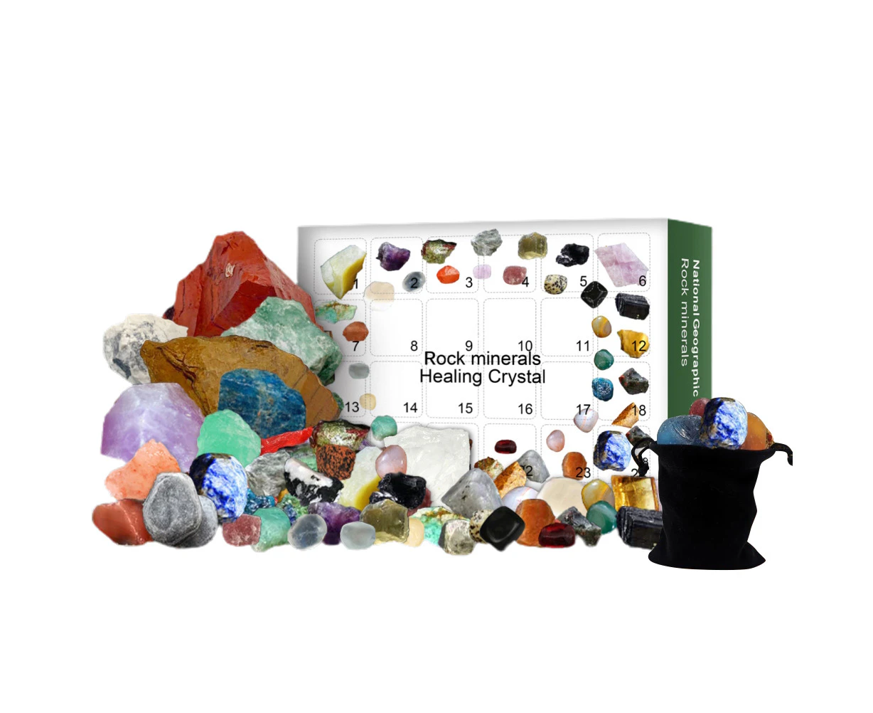 24Pcs Christmas Countdown Advent Calendar Mineral  Kit Science Educational Geology  Kit Toys Gifts for Kids Boys Girls