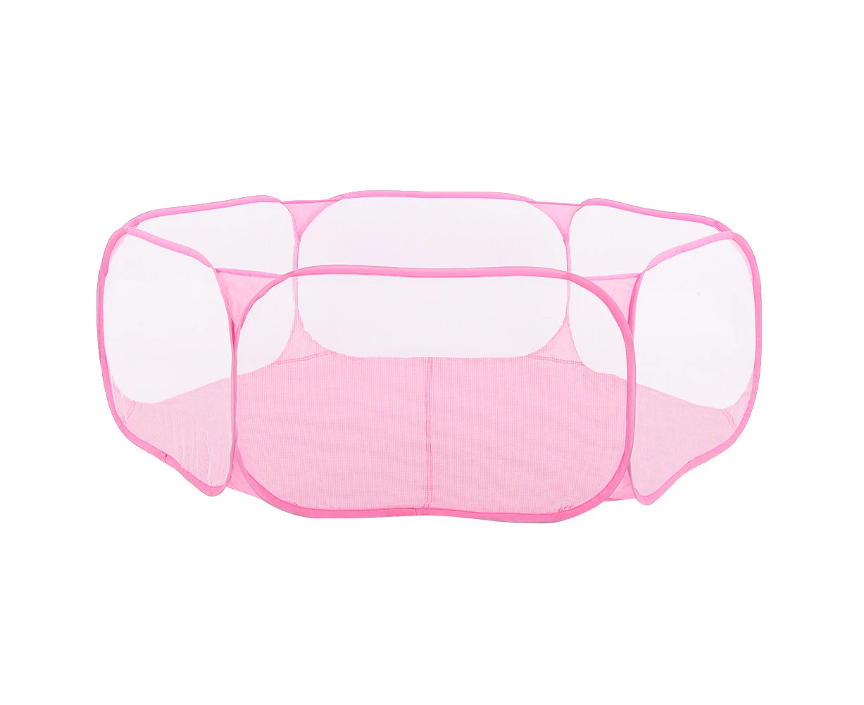 Portable Small Pet Animals Playpen Transparent Puppy Cat Rabbit Cage Tent for OutdoorPink