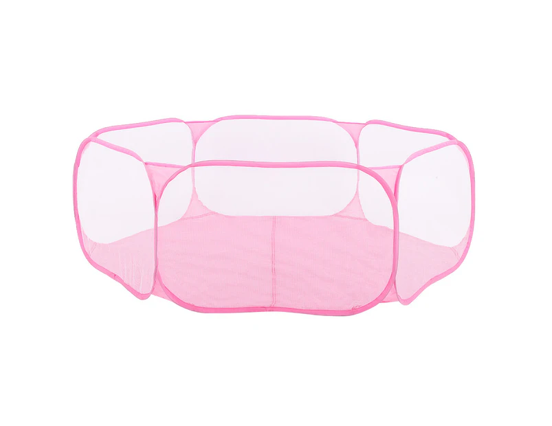 Portable Small Pet Animals Playpen Transparent Puppy Cat Rabbit Cage Tent for OutdoorPink