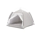 Warm Pet Sleeping Tent Removable Cotton Linen Pet Indoor Tent for Cats Dogs Small and Medium Sized Pets Grey Stripe