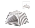 Warm Pet Sleeping Tent Removable Cotton Linen Pet Indoor Tent for Cats Dogs Small and Medium Sized Pets Grey Stripe