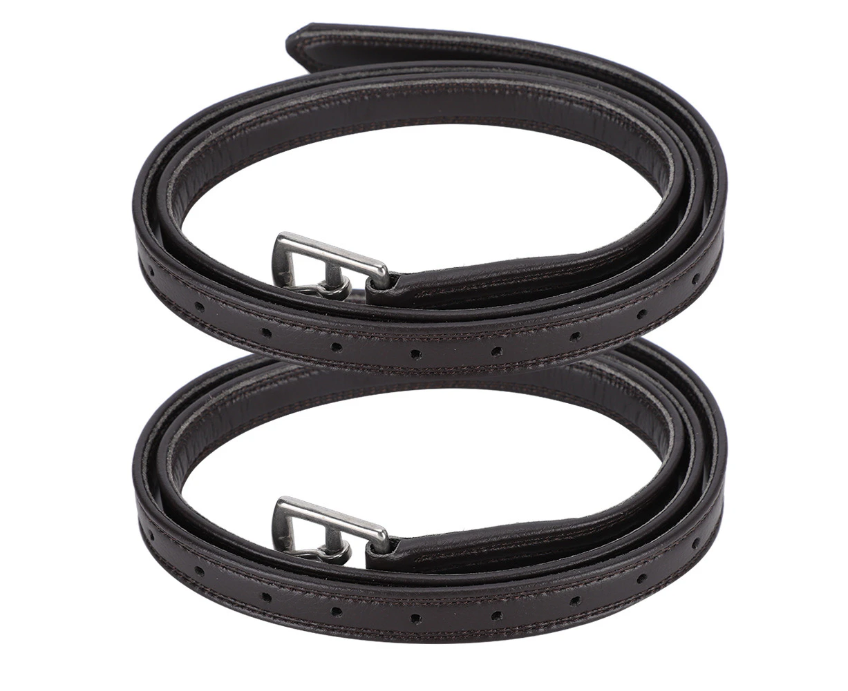 A Pair of Britain Saddle Horse Stirrup Belt Soft Leather Microfiber Stainless Steel BuckleDark Brown