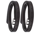 A Pair of Britain Saddle Horse Stirrup Belt Soft Leather Microfiber Stainless Steel BuckleDark Brown