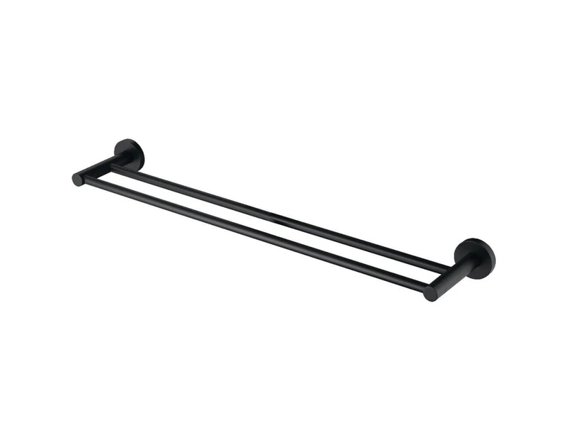 Bathroom Robe Hooks Towel Rail Racks Toilet Roll Holder 750mm Double Rail Black