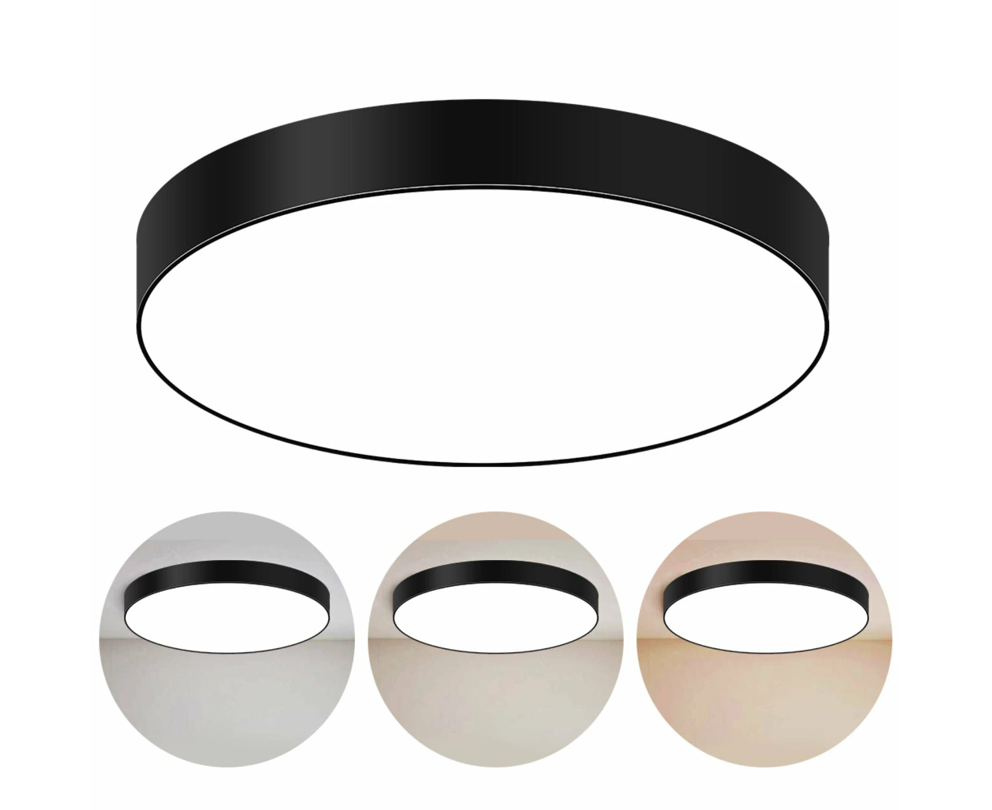 24W LED Round Ceiling Down Light Modern Cool White Ultra Thin Oyster Lamp Black