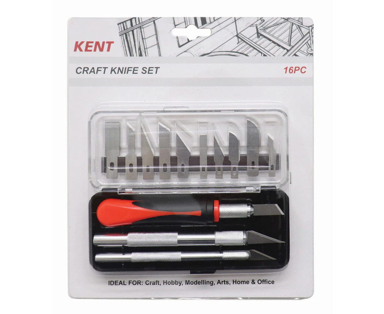 16pc Kent Craft Knife Set Home Craft Cutting Set Multipurpose Tool Design