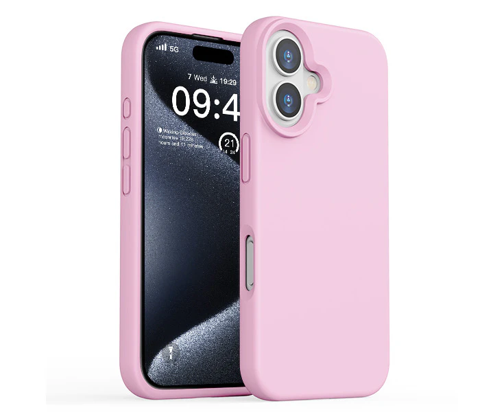 ZUSLAB for Apple iPhone 16 Case Liquid Silicone Anti-Scratch Gel Rubber Shockproof Protective Cover with Soft Microfiber Lining (2024) - Pink