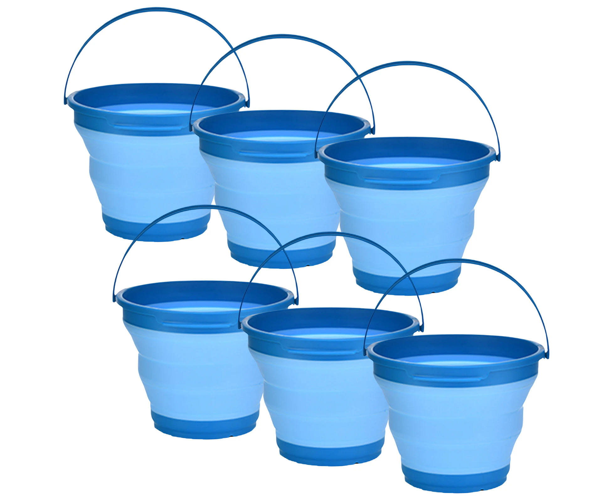 6x 7L Foldable Collapsible Silicone Bucket for Home/Hiking/Camping/Fishing -Blue