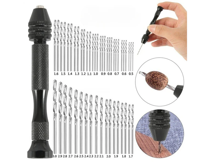 49pcs 0.5mm-3mm Precision Drill Bits Micro with Hand Drill Rotary Tool