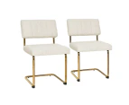 Mila Dining Chair (set Of 2) Light Beige Boucle Fabric Golden Legs