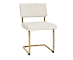 Mila Dining Chair (set Of 2) Light Beige Boucle Fabric Golden Legs