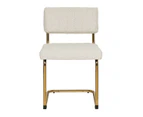 Mila Dining Chair (set Of 2) Light Beige Boucle Fabric Golden Legs