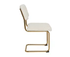 Mila Dining Chair (set Of 2) Light Beige Boucle Fabric Golden Legs