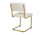 Mila Dining Chair (set Of 2) Light Beige Boucle Fabric Golden Legs