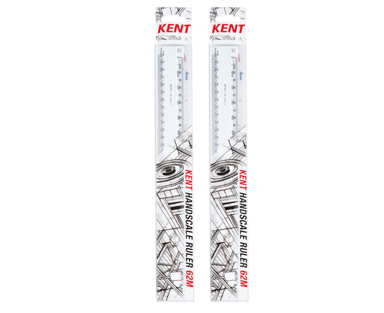 2x Kent 30cm Double/Sided Oval Hand Scale 62M 1:1,5,10,100,20,200,50,500