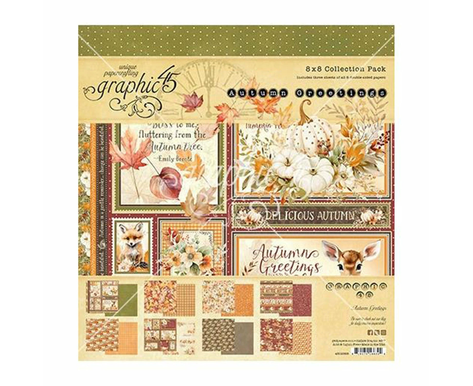 Graphic 45 Collection Pack 8"x 8" - Autumn Greetings