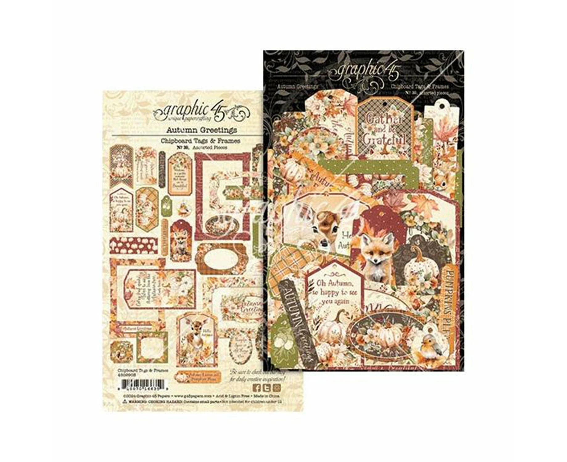 Graphic 45 Die-Cut Assortment Tags & Frames - Autumn Greetings