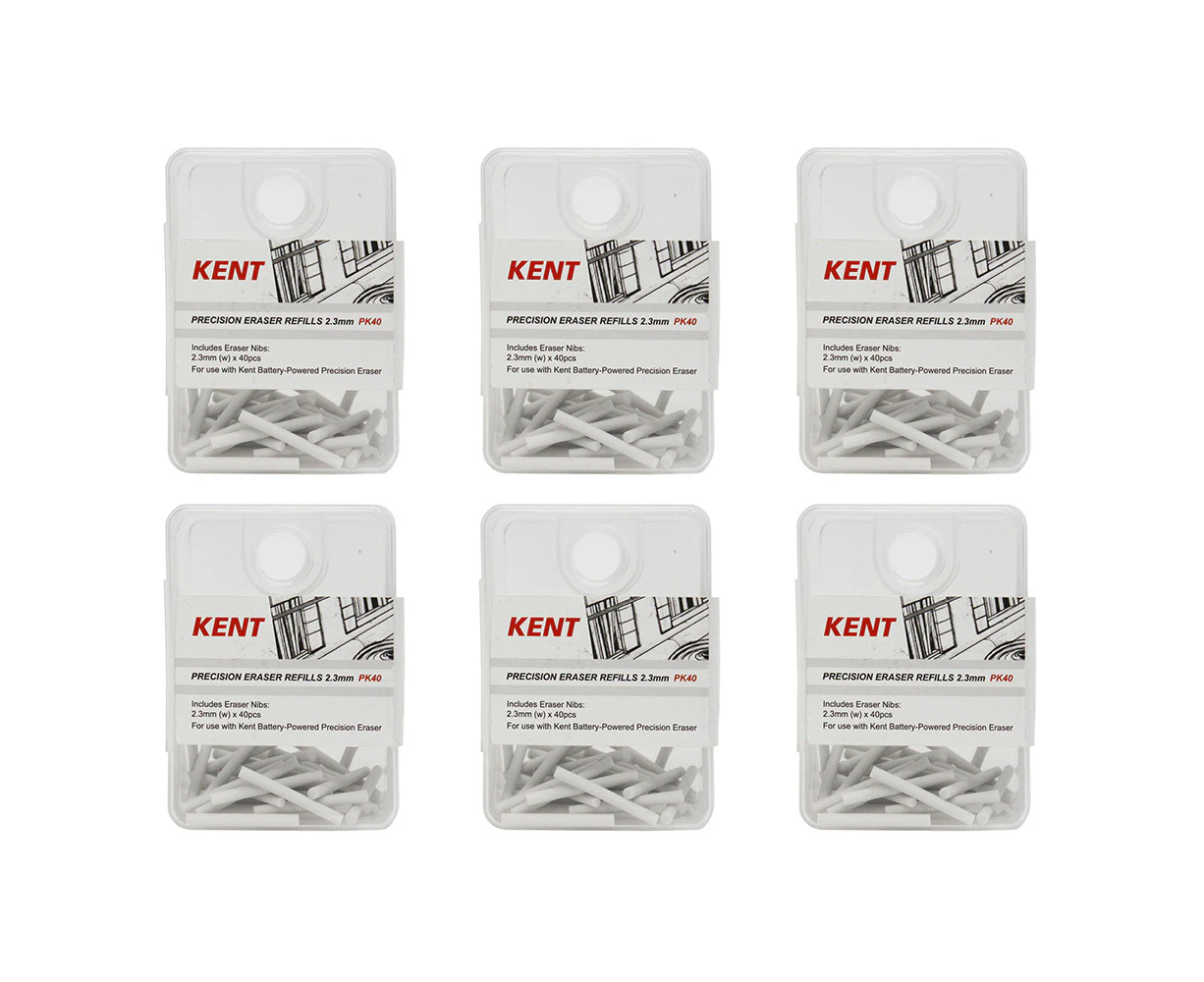 6x 40pc Kent Precision Eraser Refills 2.3mm Home/School Technical Drawing/Design