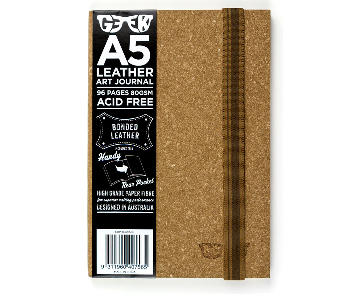 Geek Leather Cork Brown Art Journal A5 Home School Stationery Drawing/Design