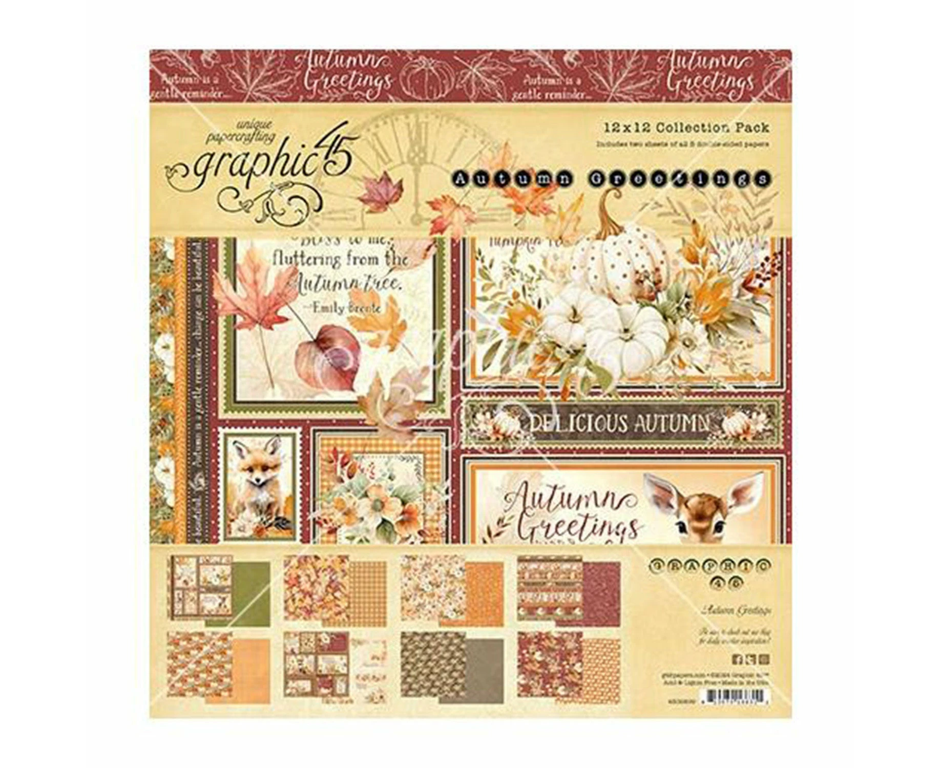 Graphic 45 Collection Pack 12"x 12" - Autumn Greetings