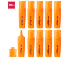 DELI HIGHLIGHTER CHISEL TIP 1-5mm  Orange Resistant Quick Drying BOX of 10