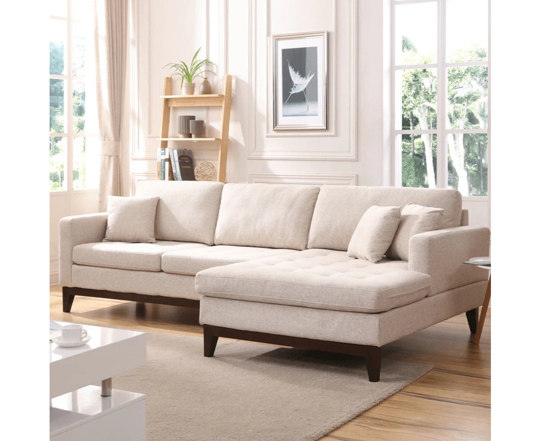 Puer Fabric Upholstery L shape Three Seater Sofa/Reversible Chaise