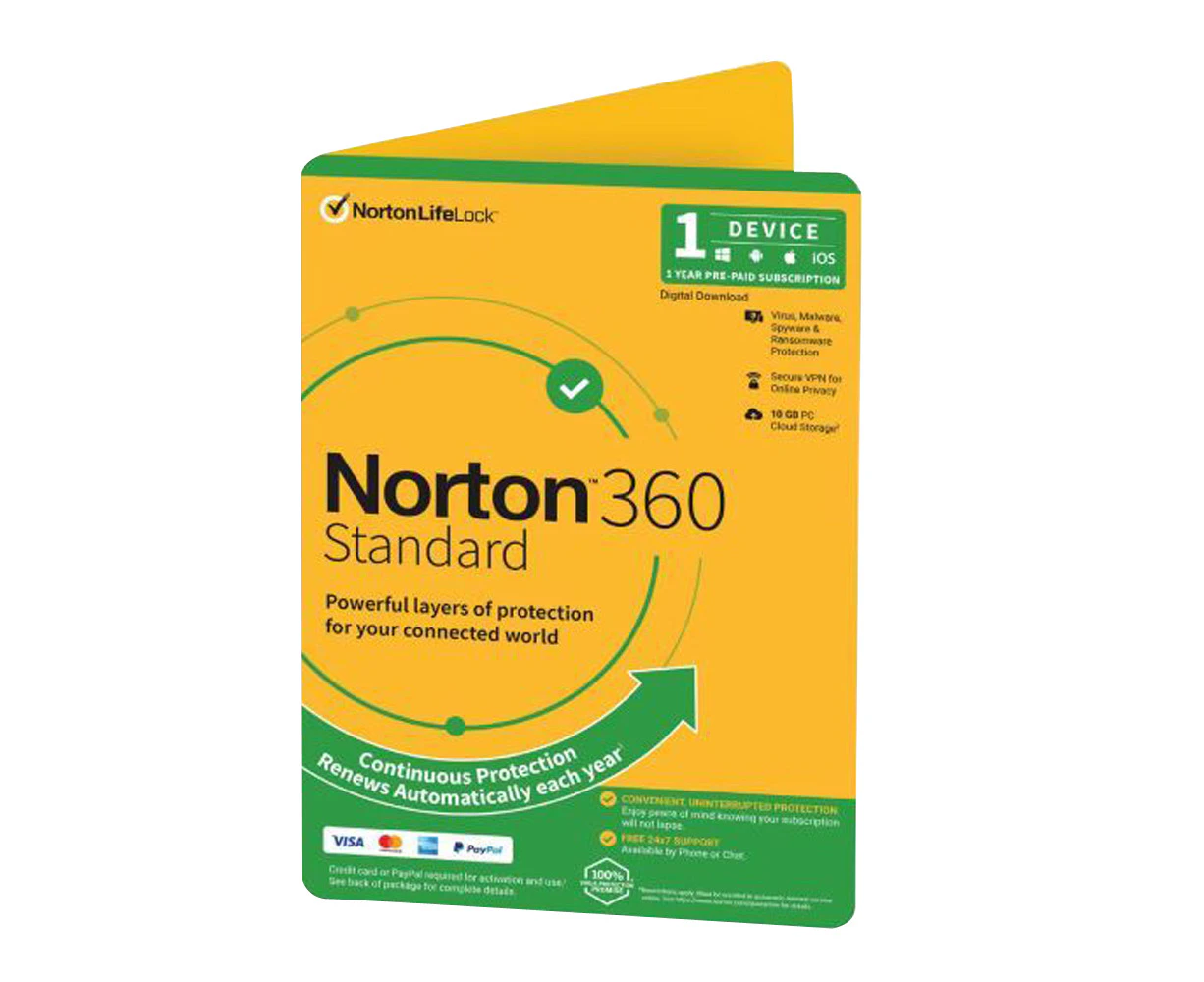 Norton 360 Standard Empower 10GB AU 1 User 1 Device  ESD Version - Keys via Email