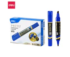 DELI MATE TWIN TIP PERMANENT MARKER  BULLET TIP 1.5MM CHISEL TIP 2-6MM BLUE BOX 10