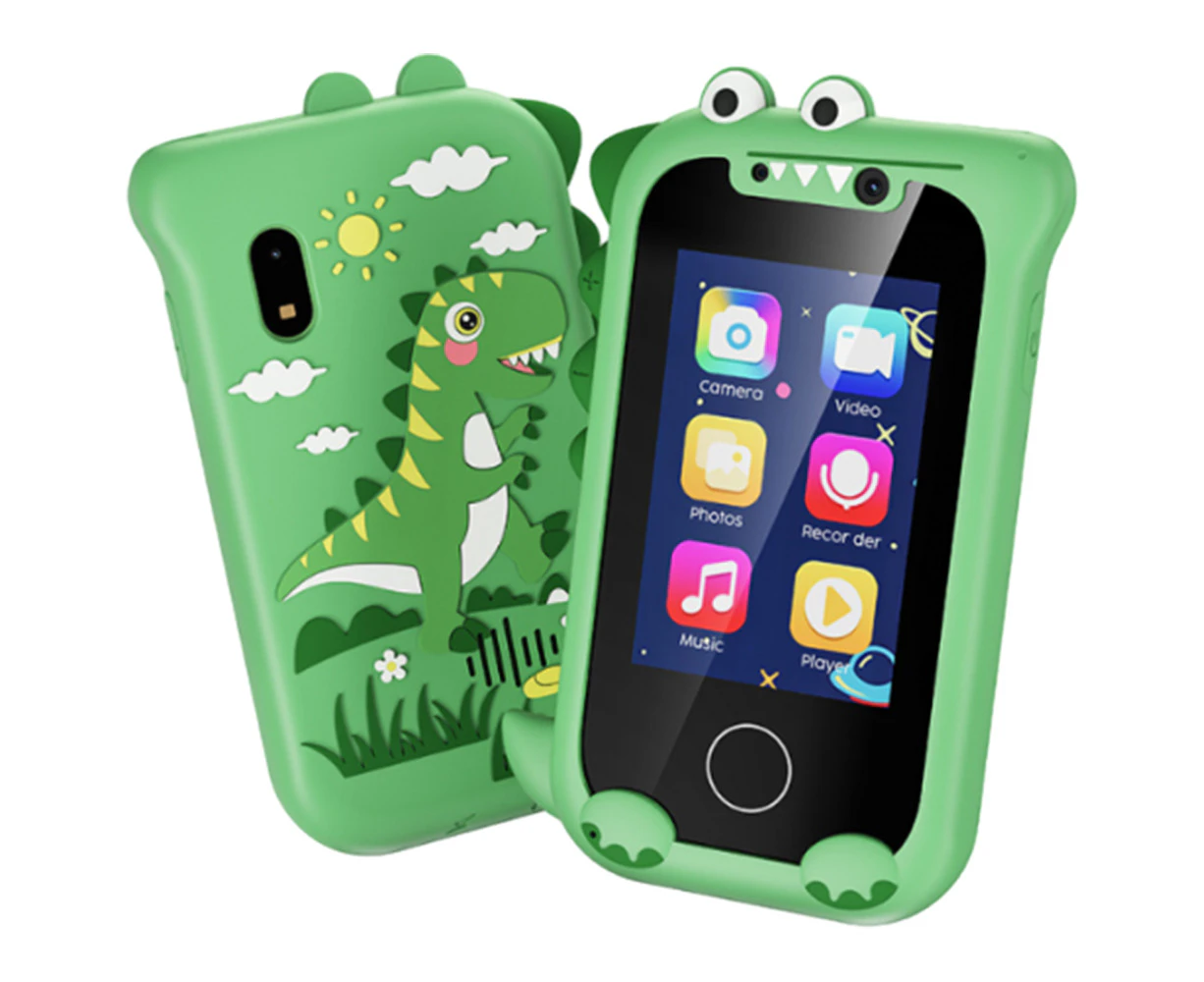 Kids Smart Phone Toy With Dual Camera Touchscreen Toy Phones For Kids With 512MB Card-Green